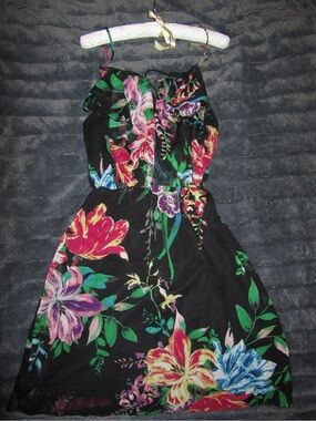 Black Floral Spaghetti-Strap Summer Dress